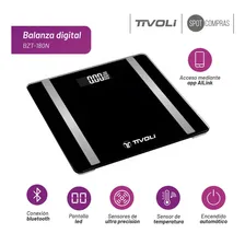 Balanza Digital Baño Tivoli Bluetooth Sensor Temperatura Color Negro