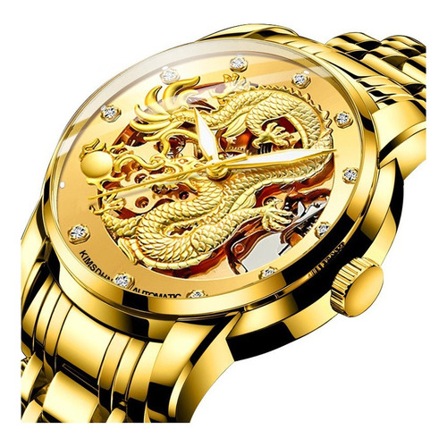 Reloj Mecánico De Lujo Kimsdun Luminous Diamond Color Del Fondo Dorado