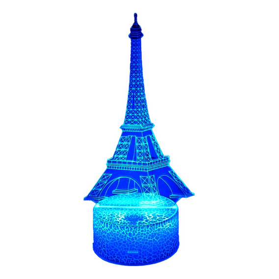 Lámpara 3d Francia Torre Eiffel Base Agrietada