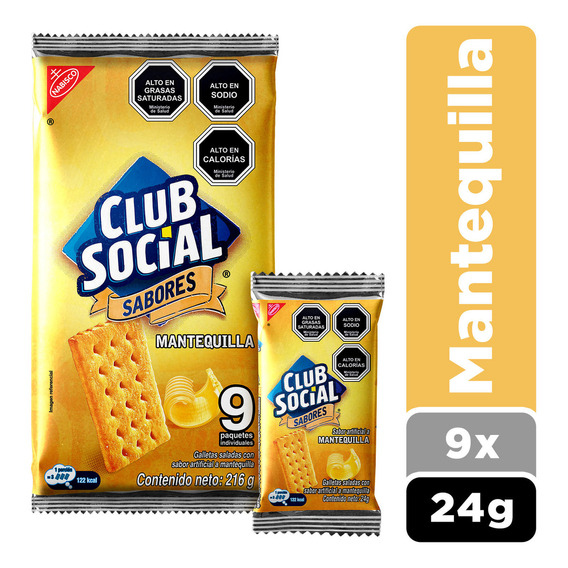 Galletas Saladas Club Social® Mantequilla 9 Paquetes X 24g