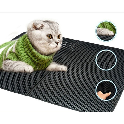 Tapete Para Gato Arenero 75x55cm Alfombra Caja De Arena Gato Color Negro