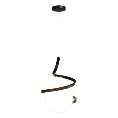  Colgante 1 Luz Helix Negro Globo Opal Apto Led E27 Ld Negro
