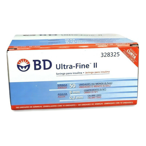 Bd Ultra Fine Jeringa De Insulina 0,5ml Aguja 30 G 8mm 100u