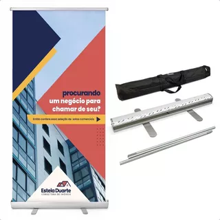 Kit 3 Porta Banner Rollup Suporte Banner Estrutura 80x200cm