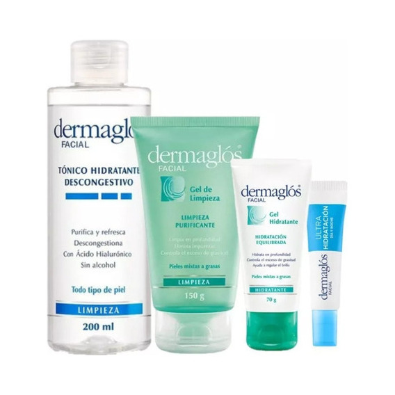 Kit Dermaglos Facial Limpieza + Hidratación Para Piel Mixta