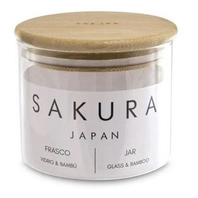 Frasco Sakura 0.45l Vidrio Con Tapa Bamboo 20300 Bazarnet P