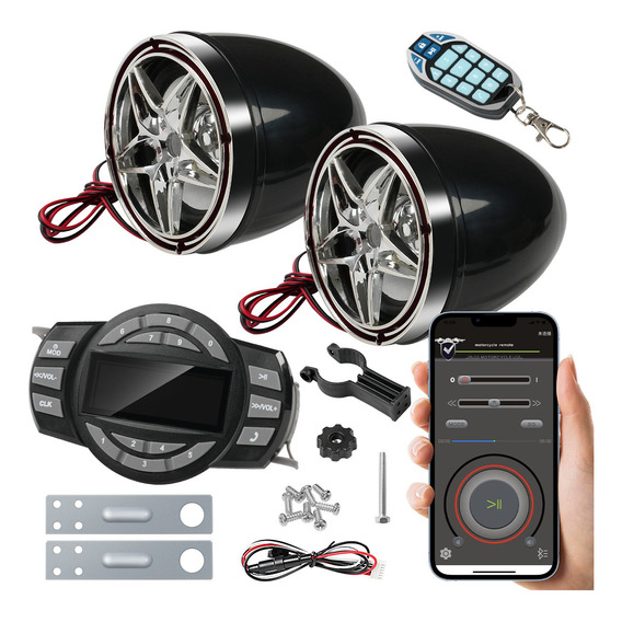 Bocinas Motocicleta Bluetooth Alarma Altavoz Speaker Estéreo