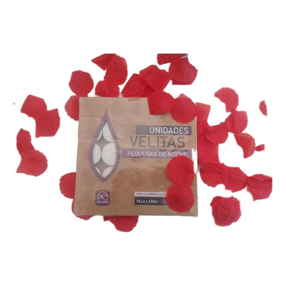 Petalos + 25 Velas San Valentin Deco Enamorados Romantica