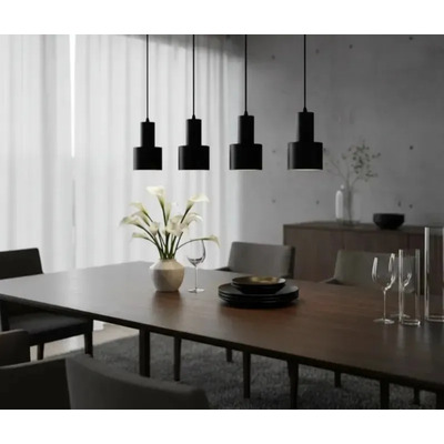 Colgante 4 Luces Nero Negro Apto Led E27 Deco Luz Desing Negro