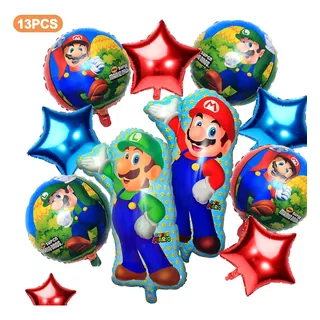 Kit 13 Globos Para Super Mario Bros Decoraciones De Fiesta