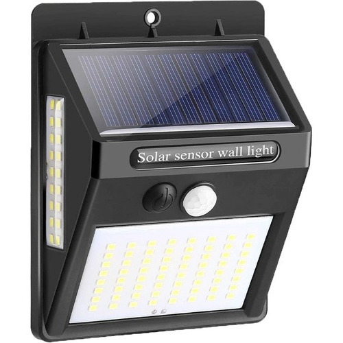 Pack X 4 Lampara Solar 100 Led Exterior Sensor De Movimiento Color Negro