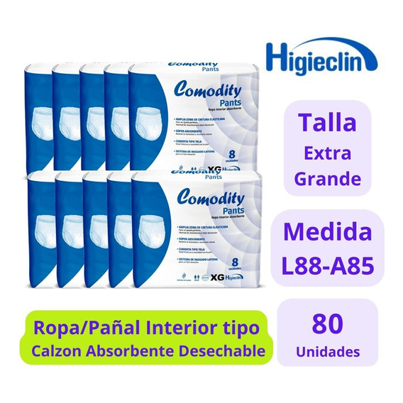 Comodity Pañal Tipo Calzon Talla Xg - 8x10uds