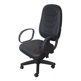 Cadeira Presidente Gamer Spider Efx Giratória Braços Corsa Cor Costura Vermelha / Couro Preto