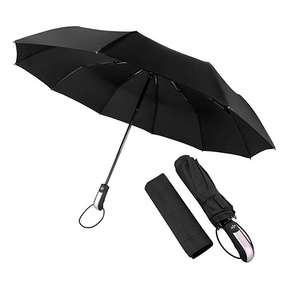 Paraguas Automático Paraguas 10 Huesos Protección Uv Color Negro
