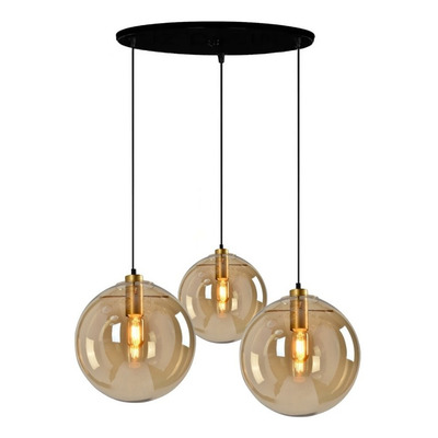 Colgante 3 Luces Caramel Ambar 30cm Y 20cm Apto Led Deco Cie
