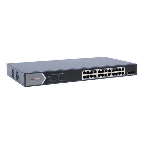 HIKVISION Switch Gigabit PoE+DS-3E1526P-SI  Administrable 24 puertos 10/100/1000 Mbps PoE+  2 puertos SFP  configuración remota PoE hasta 250 metros 370 W