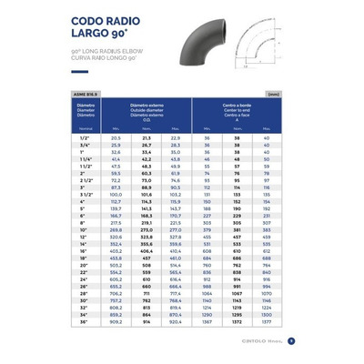 Codo Radio Largo 90º Sch 40 Para Soldar Diam 11/2 Pulgadas