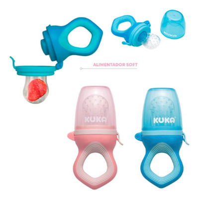 Chupeta Alimentadora Soft Kuka P/ Bebê Azul Rosa 6 Meses