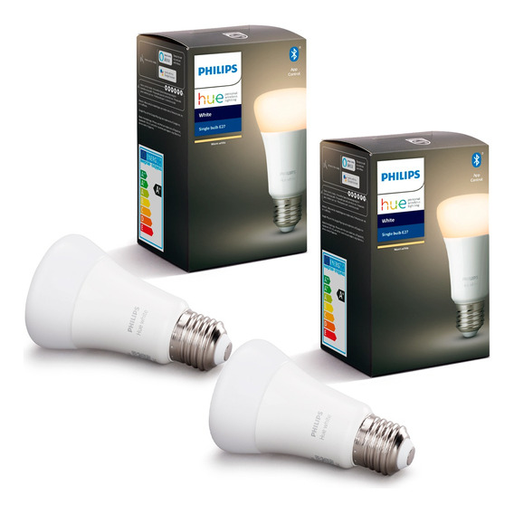 Pack Philips Hue 2 Ampolletas Hue Blanco Calido 9 Watts