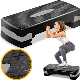 Step Polietileno Altura Ajustável Academia Exercícios Fit Cor Preto