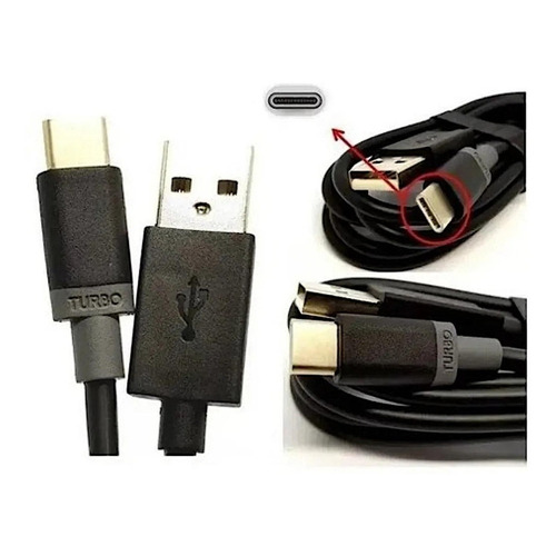 Cable Usb Cargador Tipo C Motorola G6 G6+ G7 G7power G7+ G8 Color Negro