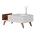Mesa De Living 1 Cajon Rieles Metalicos Estante De Vidrio Marrón
