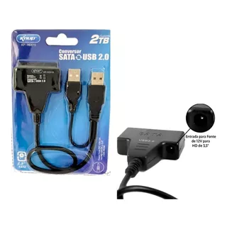 Adaptador Usb 2.0 P/ Hd Sata Cabo P/ Transmissão De Dados Cor Preto