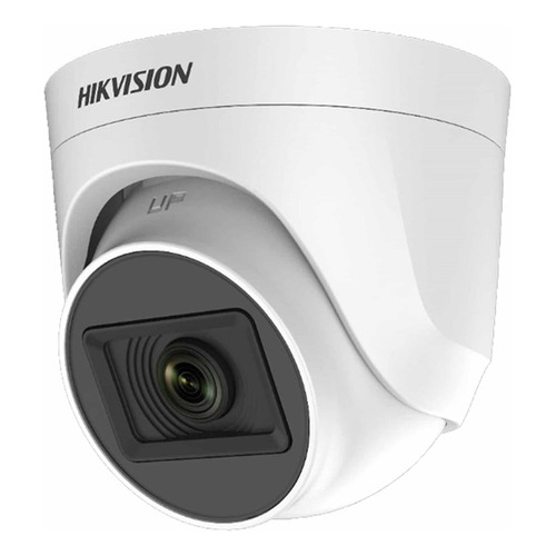 HIKVISION DS-2CE76D0T-ITPFS, Cámara de seguridad Analógica con Audio Micrófono 2MP 1080P Full HD para DVR, Turbo HD con visión nocturna incluida, 2.8mm, 12V, BNC, blanca