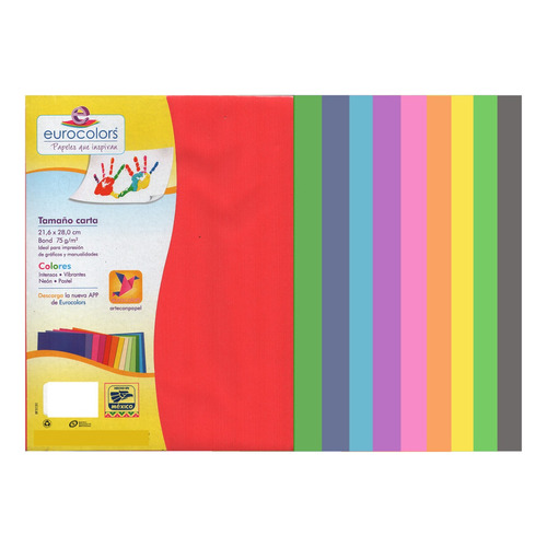 250 Hojas De Papel Tamaño Carta Manualidades 10 Colores Color Arcoíris