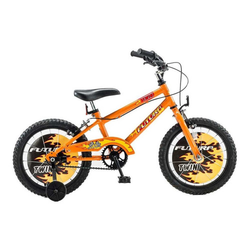BMX infantil Futura Twin R16 color naranja con ruedas de entrenamiento  