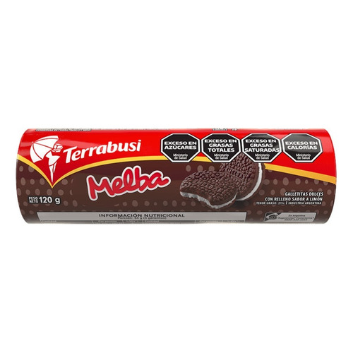 Galletitas chocolate Terrabusi Melba relleno sabor limon 120g