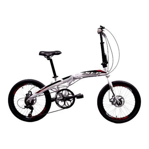 Bicicleta urbana plegable SLP   F-50 R20 7v frenos de disco mecánico cambio Shimano Tourney TZ500 color blanco/negro con pie de apoyo  