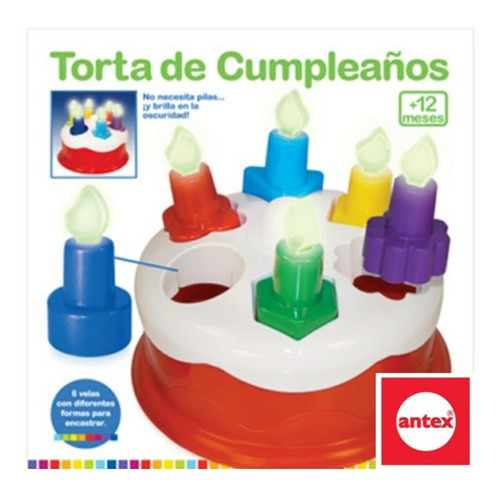 Torta De Cumpleaños Antex F5151. Cachavacha Color Blanco con velas de colores