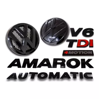 Kit 7 Emblemas Preto Vw Amarok V6 Tdi 4 Motion 2010/2016