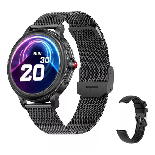 Smartwatch Goufit CF80 caja de  metal  negra, malla  negra de  silicona