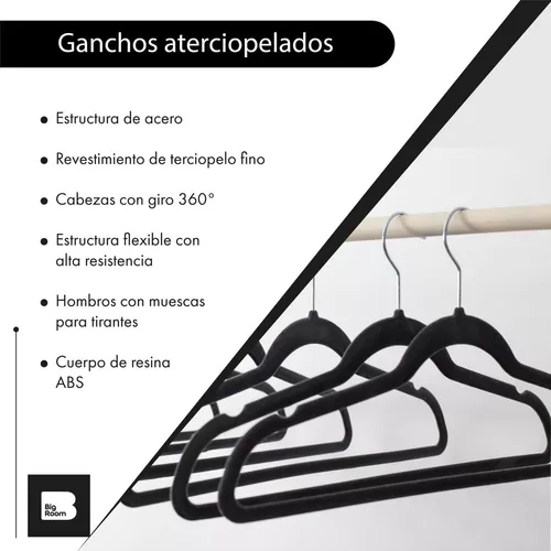 50 ganchos para colgar ropa, ganchos extensores de metal para perchas de  terciopelo, ganchos de plástico y madera para ahorrar espacio (dorado, 50