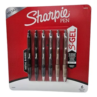 Bolígrafos Sharpie S-gel 6 Piezas 0,7mm Punta Medio Metalico