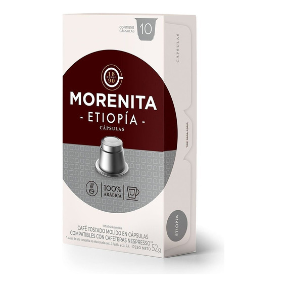 Caja 10 Capsulas Cafe Etiopia La Morenita Para Nespresso