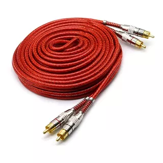 Cabo Rca 1 Metro Blindado 1m Vermelho Plug Metal 5mm