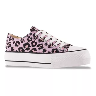 Zapatillas De Mujer Lona Animal Print Morado