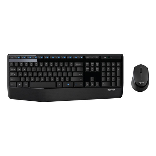 Kit de teclado y mouse inalámbrico Logitech MK345 Inglés de color negro