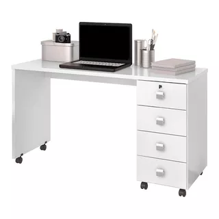 Mesa Escrivaninha Office 4 Gavetas Branco Lukaliam Dubai