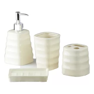 Set De Baño Dispenser  Jabón Liquido 4 Piezas Cerámica Love 