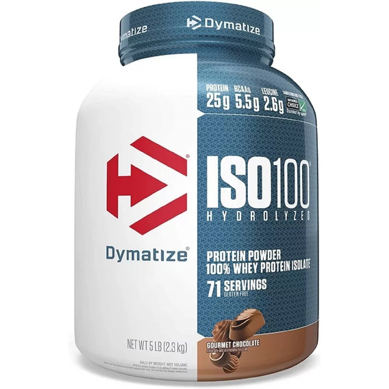 Suplemento En Polvo Dymatize Iso-100 Proteína Sabor Gourmet Chocolate En Pote De 2.26kg