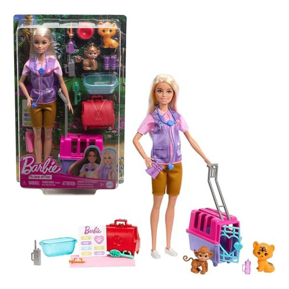 Barbie Set De Juego Rescate Animales Cabello Rubio