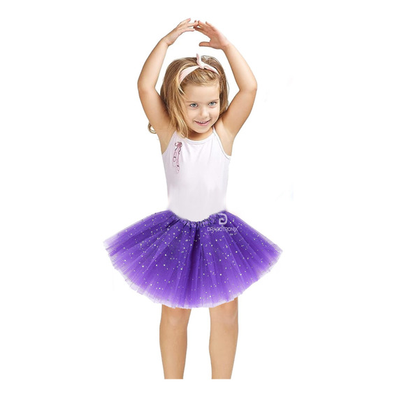 Tutú Escarchado Glitter Niña Falda Ballet Disfraz 7color Mnr