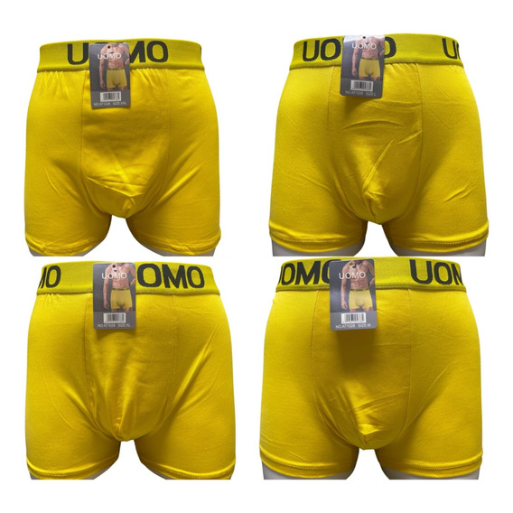 Pack 3  Boxers Short Corto De Hombre Uomo Liso Amarillo
