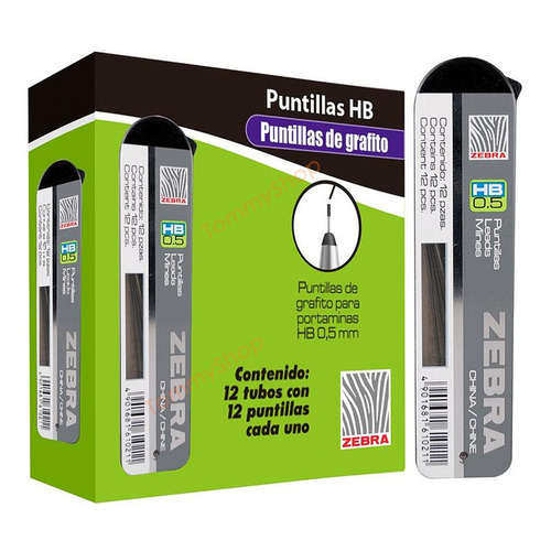 Puntillas Zebra Hb .5mm Tubo 12 Piezas /v