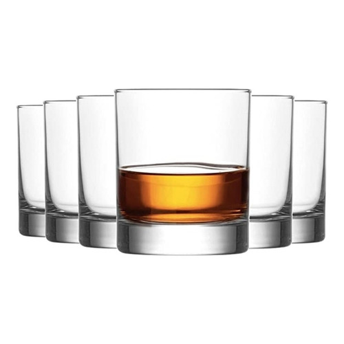 6 Vasos De Whisky Vidrio / Vasos Bajo 305ml Lav Premium Color Transparente