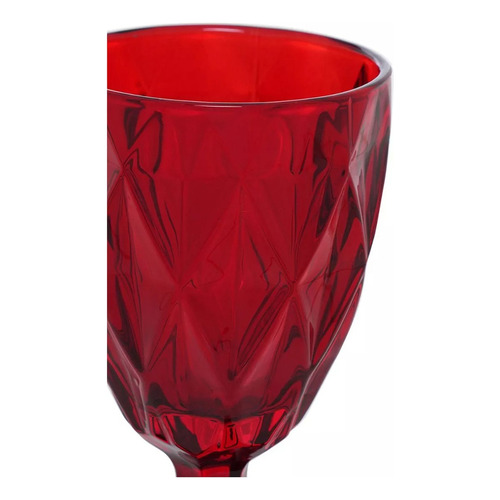 Caja Con 24 Copas De Color Cristal Vidrio Labrado 245 Ml Color Rojo